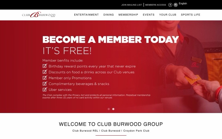 Club Burwood Group home page
