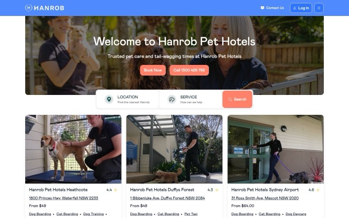 Hanrob Pet Hotels home page