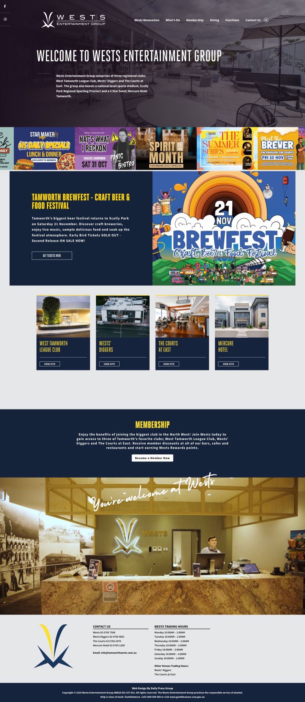 Wests Entertainment Group home page